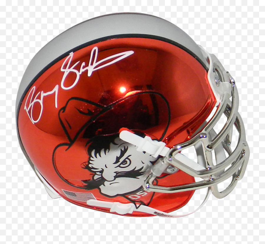 Barry Sanders Autographed Signed Oklahoma State Cowboys Chrome Mini Helmet Coa - Revolution Helmets Png,Cowboys Helmet Png