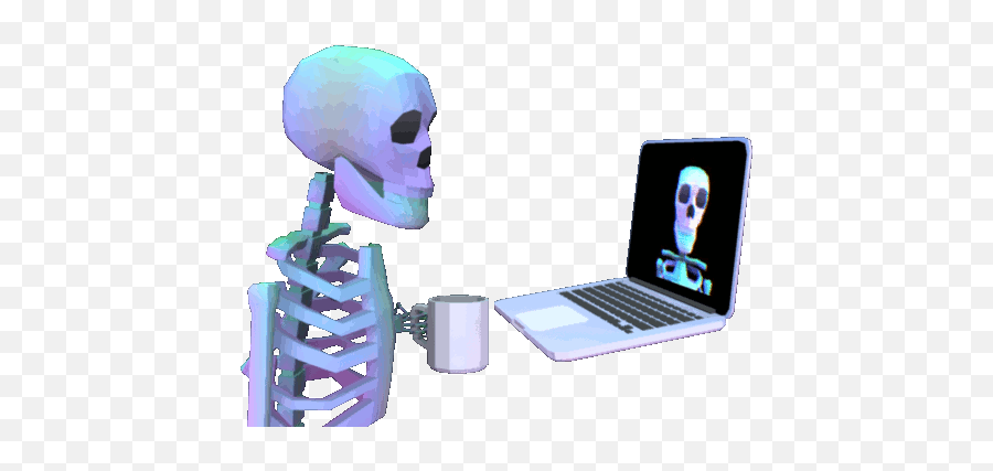 Skeleton Gifs - Skeleton Using Computer Gif Png,Skeleton Gif Transparent