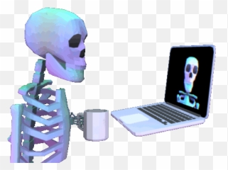 Skeleton Gifs - Using Computer png