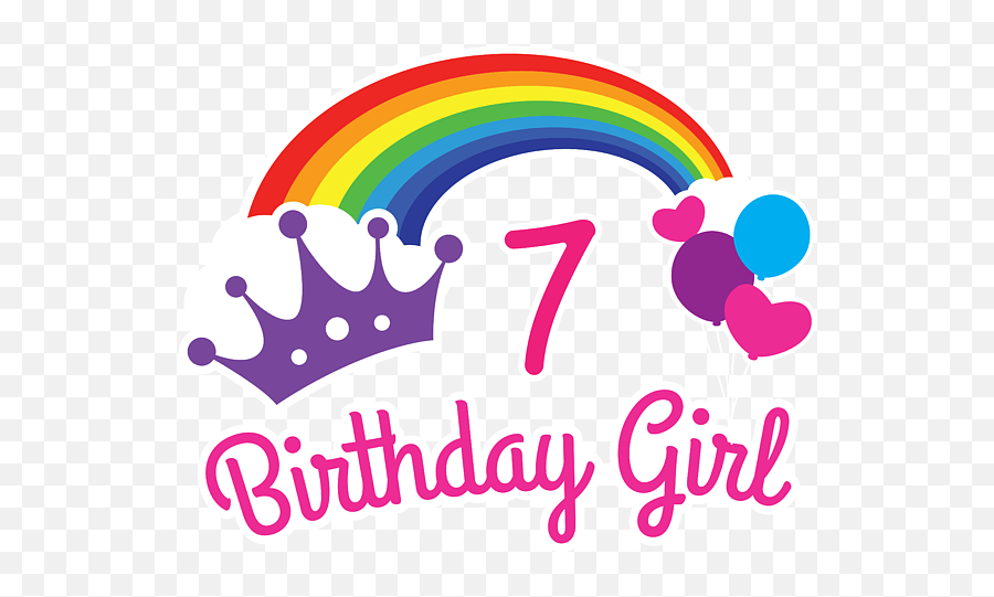 Girls Rainbow Princess 7th Birthday - Princess 7th Birthday Png,Its My Ninth Birtday Emotion Icon Shirt