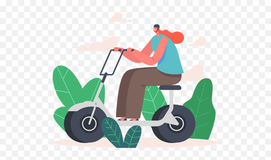 Best Premium Girl Driving Electric Bike Illustration - Scooter Png,Icon Electric Motorcycle