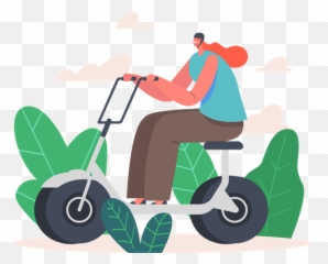 Best Premium Girl Driving Electric Bike Illustration - Scooter png