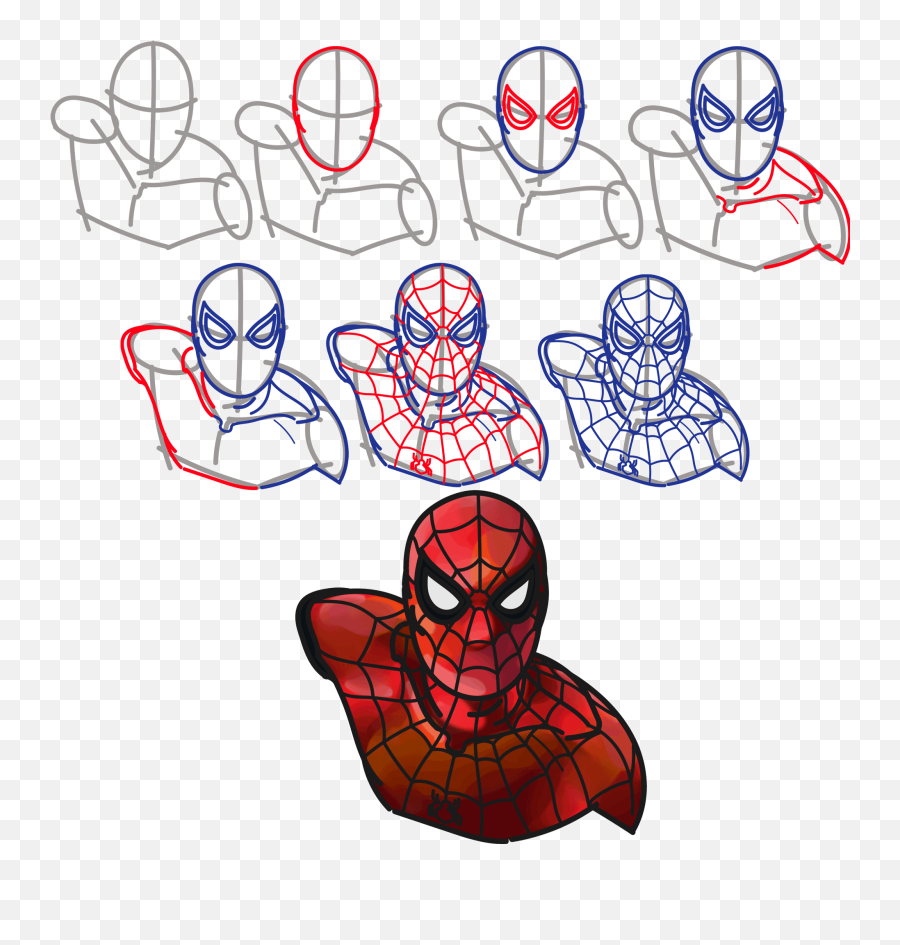 Download Hd Full Size Of How To Draw A 3d Spiderman Step By - Easy Spider Man Drawing Png,Spiderman Mask Png