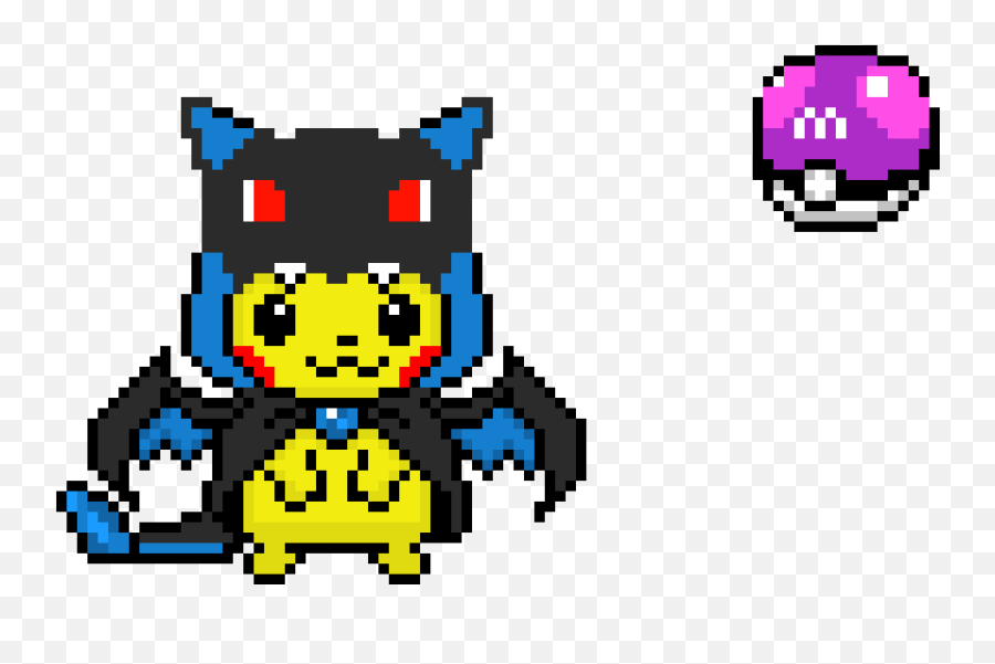 Pikachu Charizard Pixel Art - Pixel Art Charizard X Png,Master Ball Png