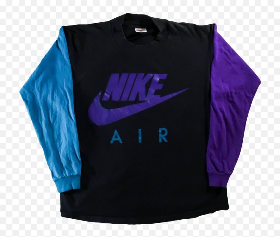 Nike Color Block Purple And Blue Long Sleeve T Shirt Medium - Active Shirt Png,Blue Nike Logo