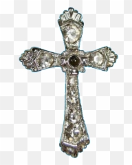 Download Hd Silver Grey Cross Catholic Religion Polyvore - png