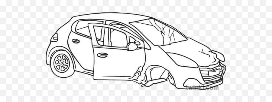 Vehicle Broken Car Accident Crash Crashed Emergancy Ks1 - Line Art Png,Broken Car Png