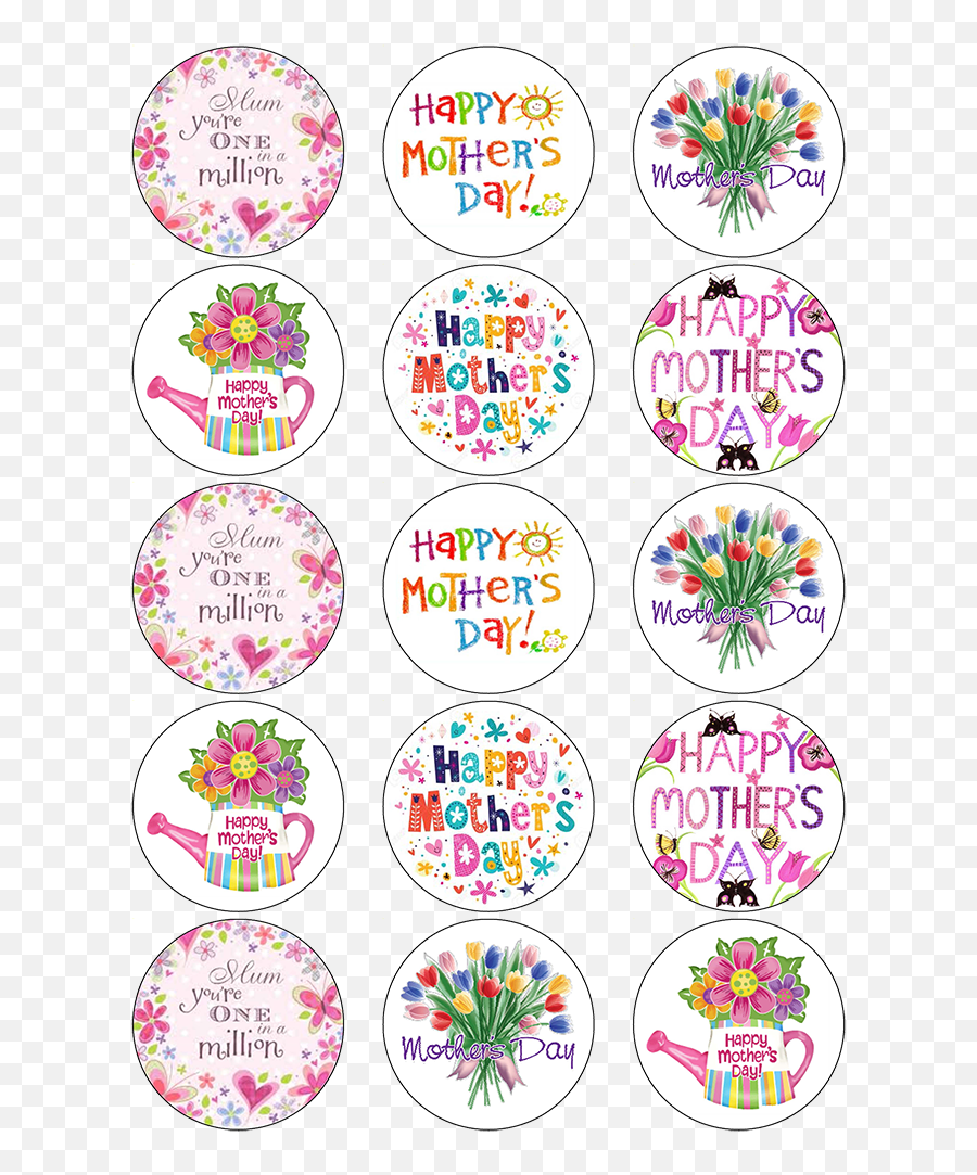 Happy Mothers Day Edible Cupcake Toppers - Spring Cookie Ideas Png,Happy Mothers Day Transparent