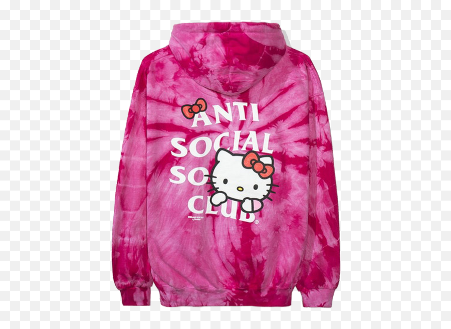 Anti Social Club X Hello Kitty Hoodie Fw19 Red Tie Dye Png Logo