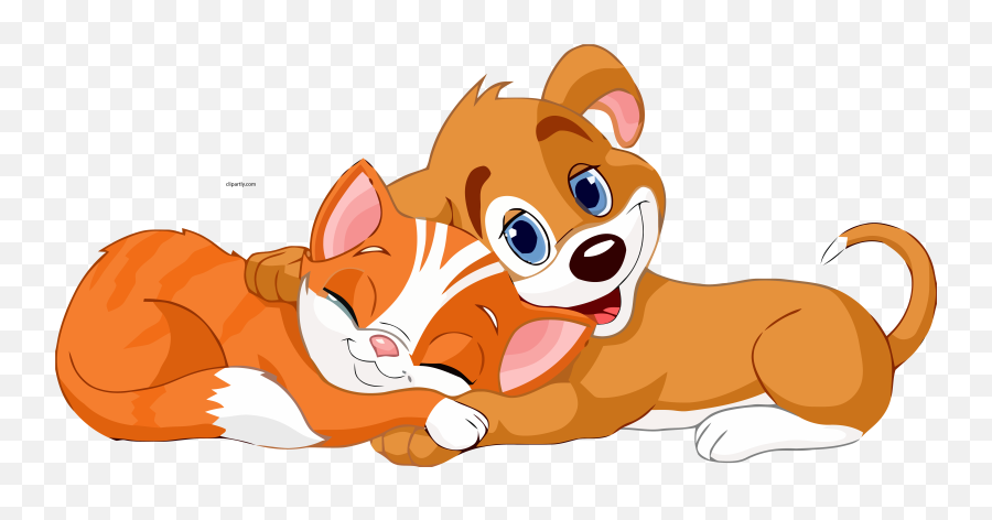 Cat And Dog Cartoon Hug Clipart Png U2013 Clipartlycom - Dog And Cat Clip Art,Hug Png