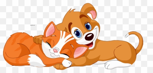 Cat And Dog Cartoon Hug Clipart Png U2013 Clipartlycom - Dog And Cat Clip Art,Hug Png