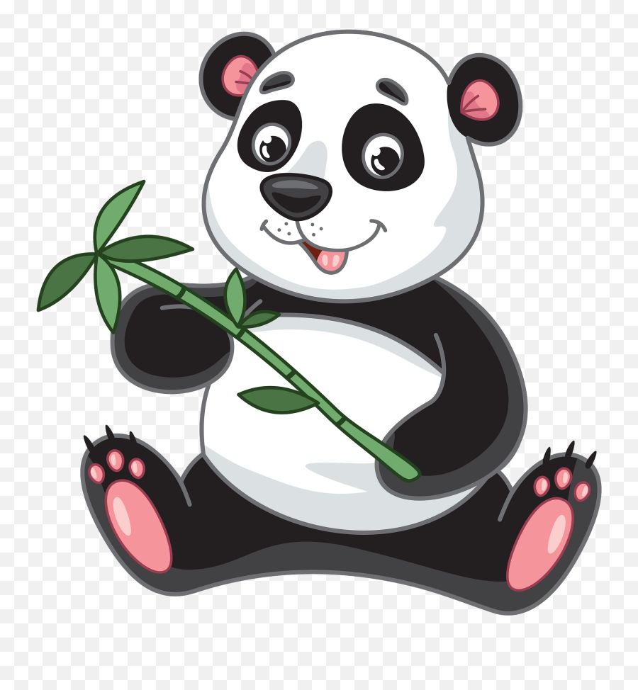 Panda With Bamboo Clipart - Panda Clipart Png,Panda Transparent