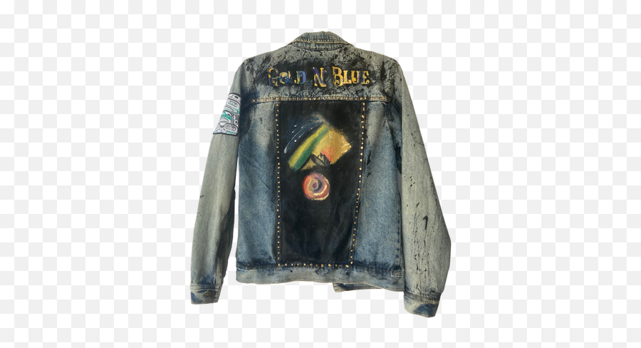 Gold Nblue Custom Denim Jacket - Long Sleeve Png,Icon Denim Motorcycle Jacket