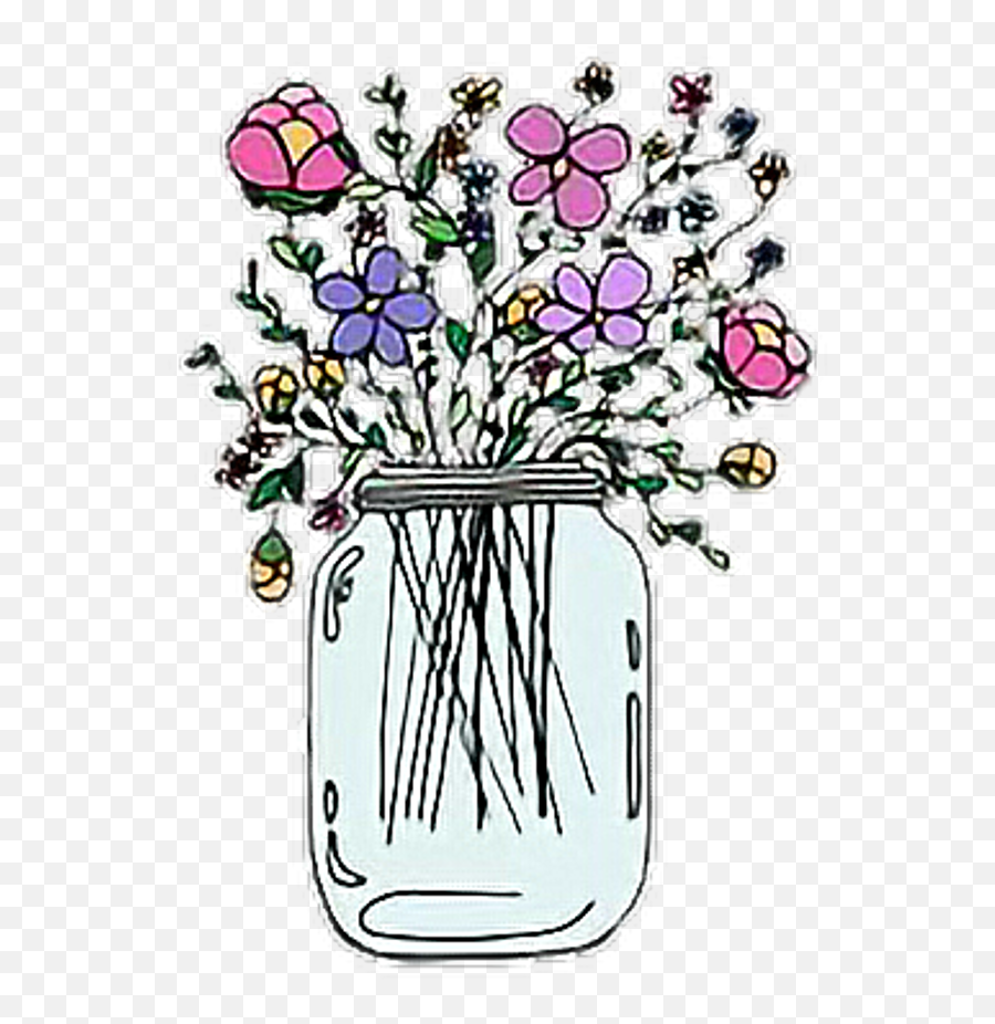 Flowers Tumblr Stickers Sticker - Mason Jar With Flowers Mason Jar With Flowers Sticker Png,Flowers Transparent Tumblr