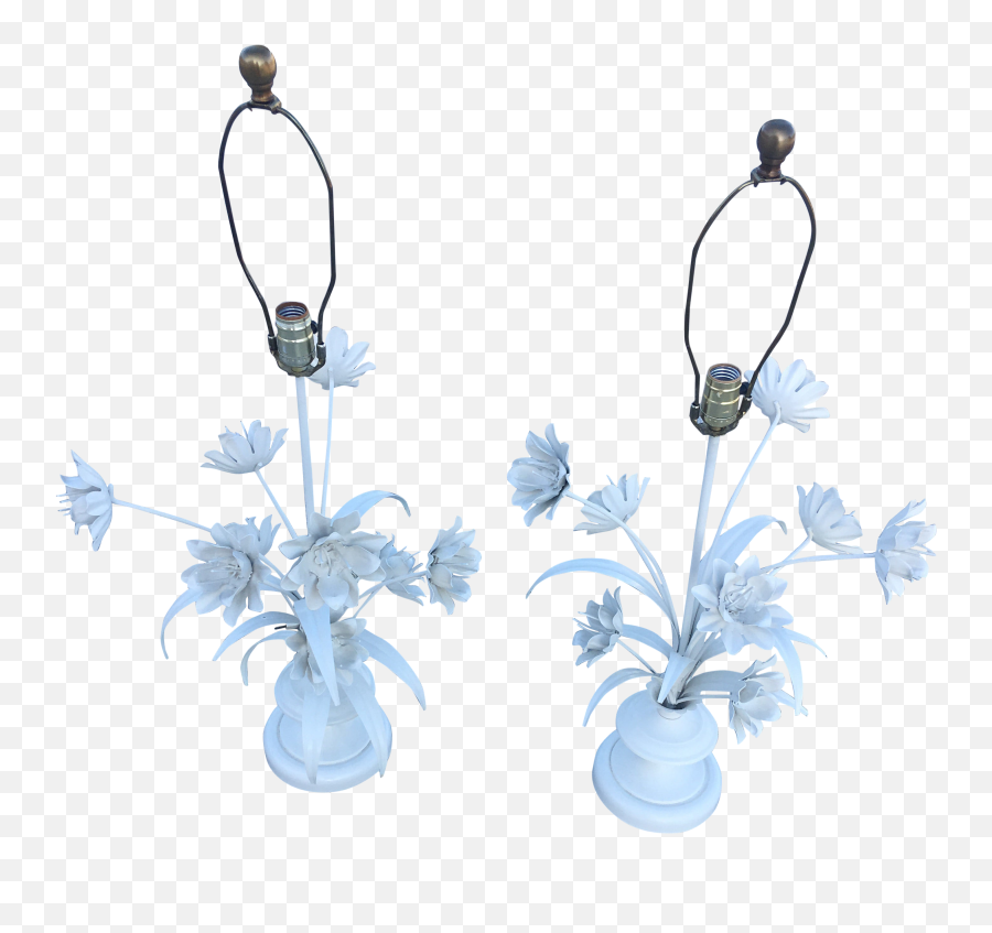 White Vintage Flower Lamps - A Pair Artificial Flower Png,Vintage Flowers Png