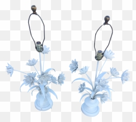 White Vintage Flower Lamps - Pair Artificial png