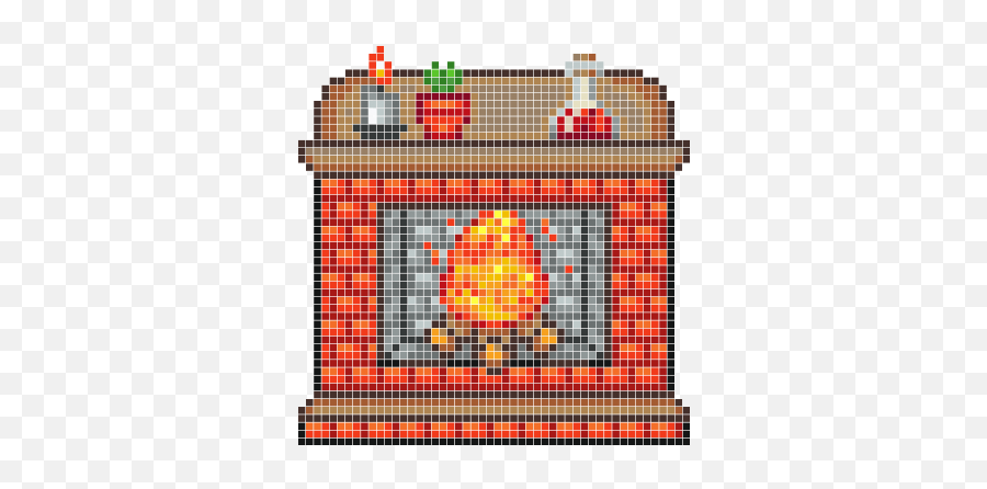 Cozy Fireplace Red Potion 1253 - Original Pixel Art Wall Decals Stickaz Clip Art Png,Pixel Art Png