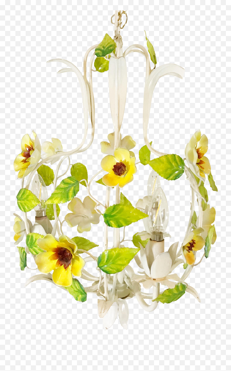 Mid - Century Yellow Floral Tole Chandelier Floral Png,Green And Yellow Flower Logo