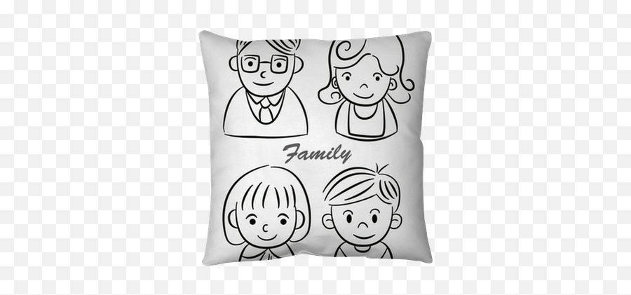 Throw Pillow Hand Draw Cartoon Family Icon - Pixersus Drawing Images Of Family Png,Throw Icon