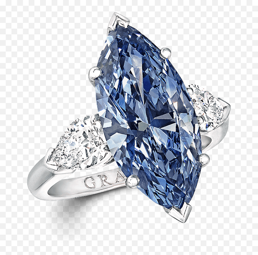 Marquise Cut Blue Diamond Ring - Blue Diamond Marquise Ring Png,Blue Diamond Png