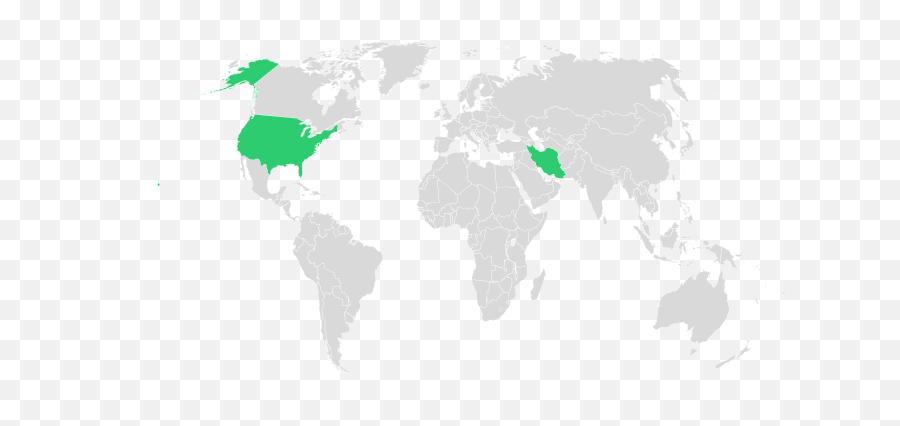 Example Creating A Map Of The World With Some Countries - World Map Iran And America Png,World Map Png