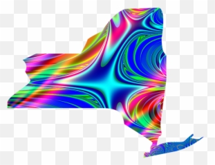 State Of New York Map Rainbow Splash Fractal Baby Onesie - Graphic Design Png,Fractal Png