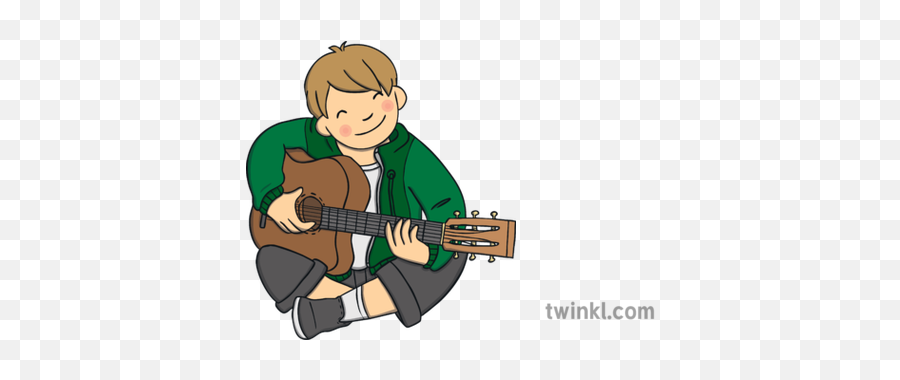 Ks1 Gaelige Liam Playing Guitar Illustration - Twinkl Cartoon Png,Cartoon Guitar Png