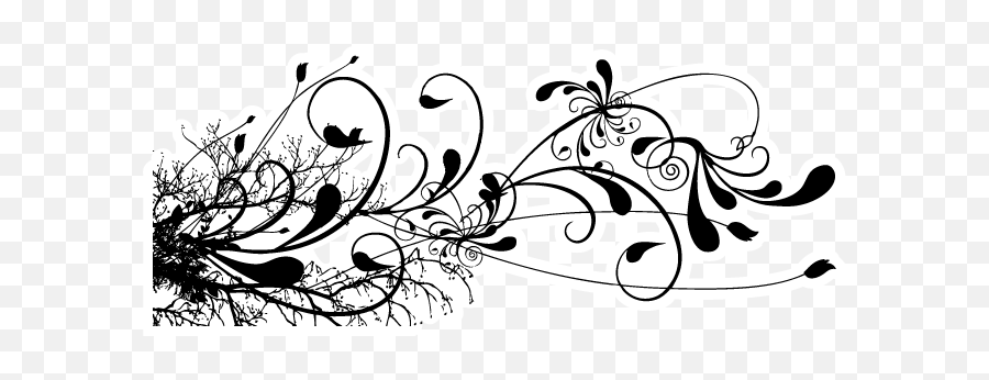 Black Floral Swirl Tattoo Design - Png Design Black And White,Swirl Design Png