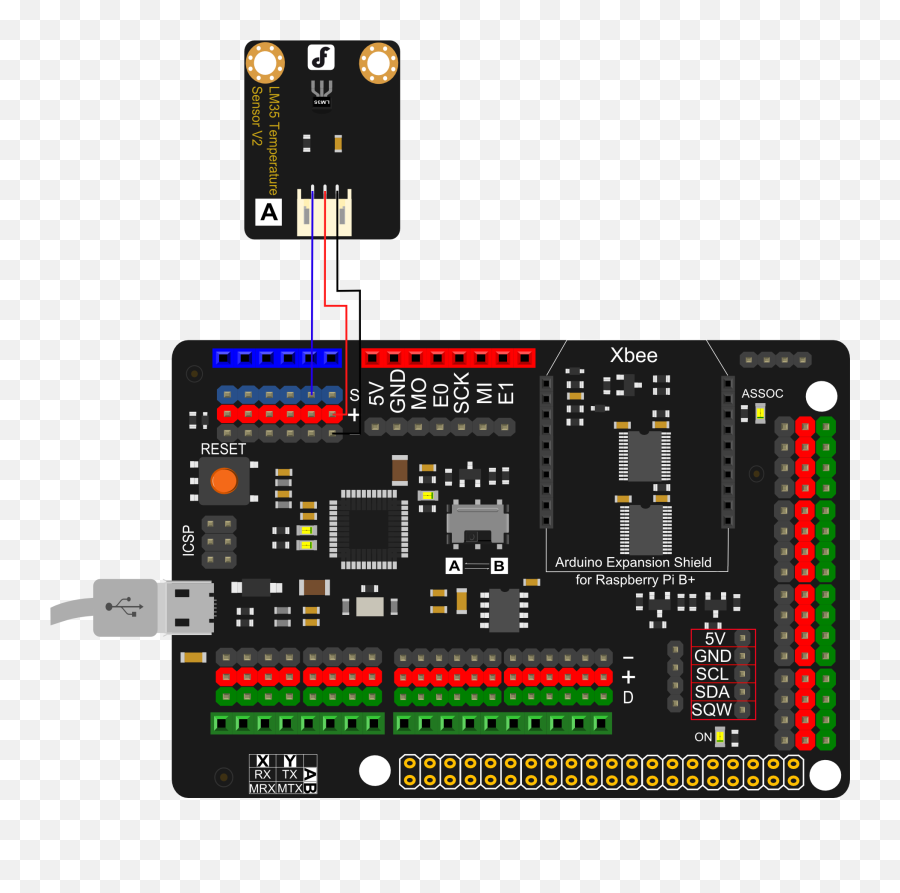 Arduino Expansion Shield For Raspberry Pi B Lm35v11 - Lm35 Png,Raspberry Pi Png