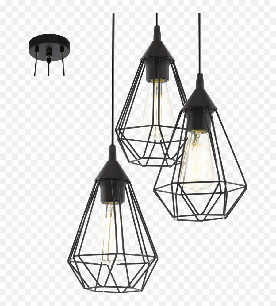 Eglo Tarbes Vintage Geometric Grouped Black Pendant - Lamparas De Techo Alambre Png,Hanging Lights Png