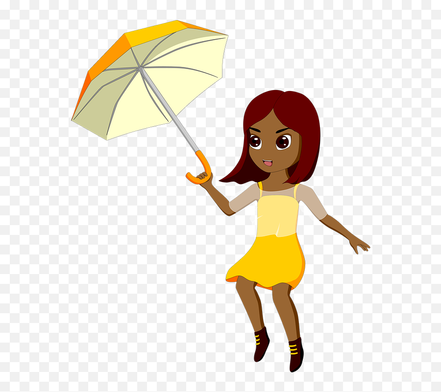 Fly Girl With Umbrella Cartoon Png - Wind,Windy Png