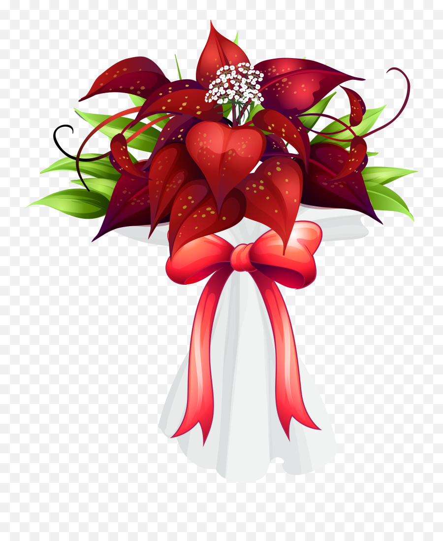 Download Hd Red Flowers Bouquet Png Clipart Image - Birthday Flowers Buke Clipart Png,Red Flowers Png