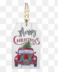 11 Merry Christmas Sign W Red Truck - Old png