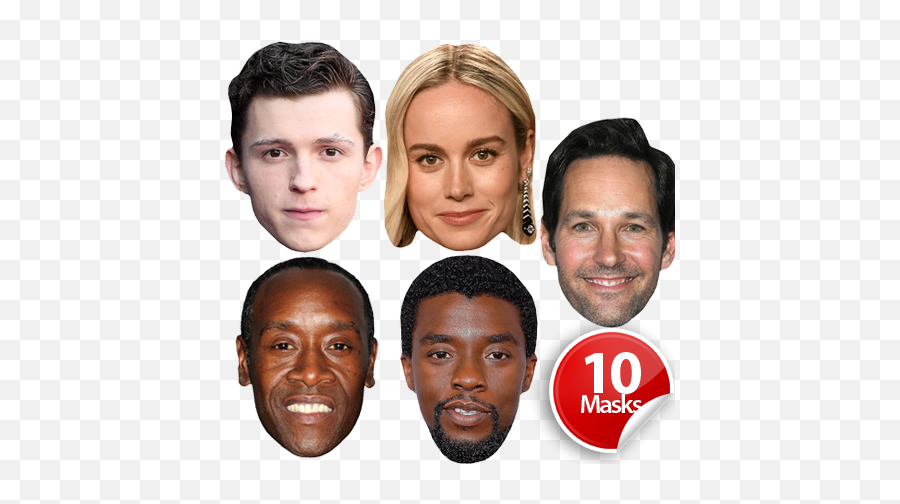 Superhero Movie Mask Pack 3 - Celebrity Face Mask Brie Larson Png,Sebastian Stan Transparent