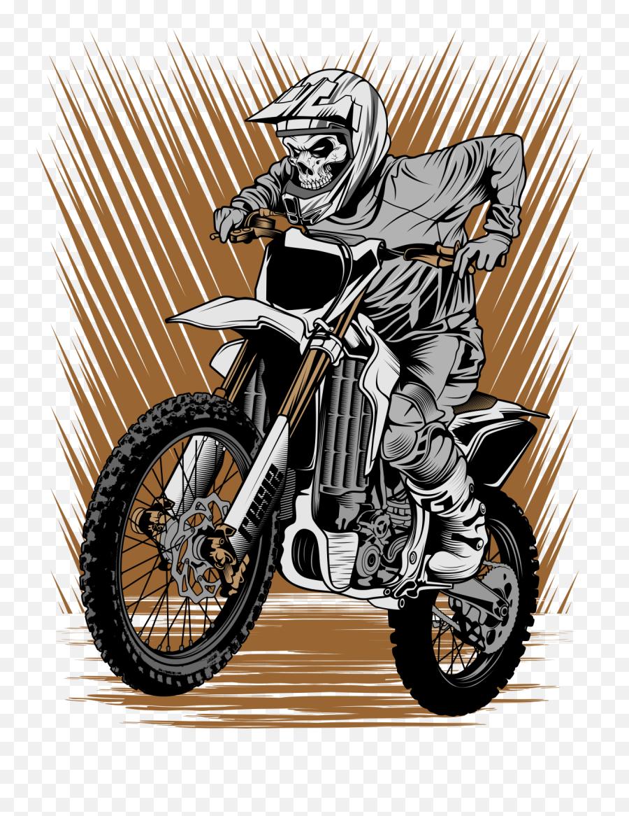 Motocross Vector Print Ilustrasi Komik Lukisan Png Dirtbike
