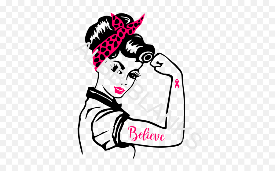 Rosie Breast Cancer Believe With Wrist - Clip Art Of Rosie The Riveter Png,Rosie The Riveter Transparent