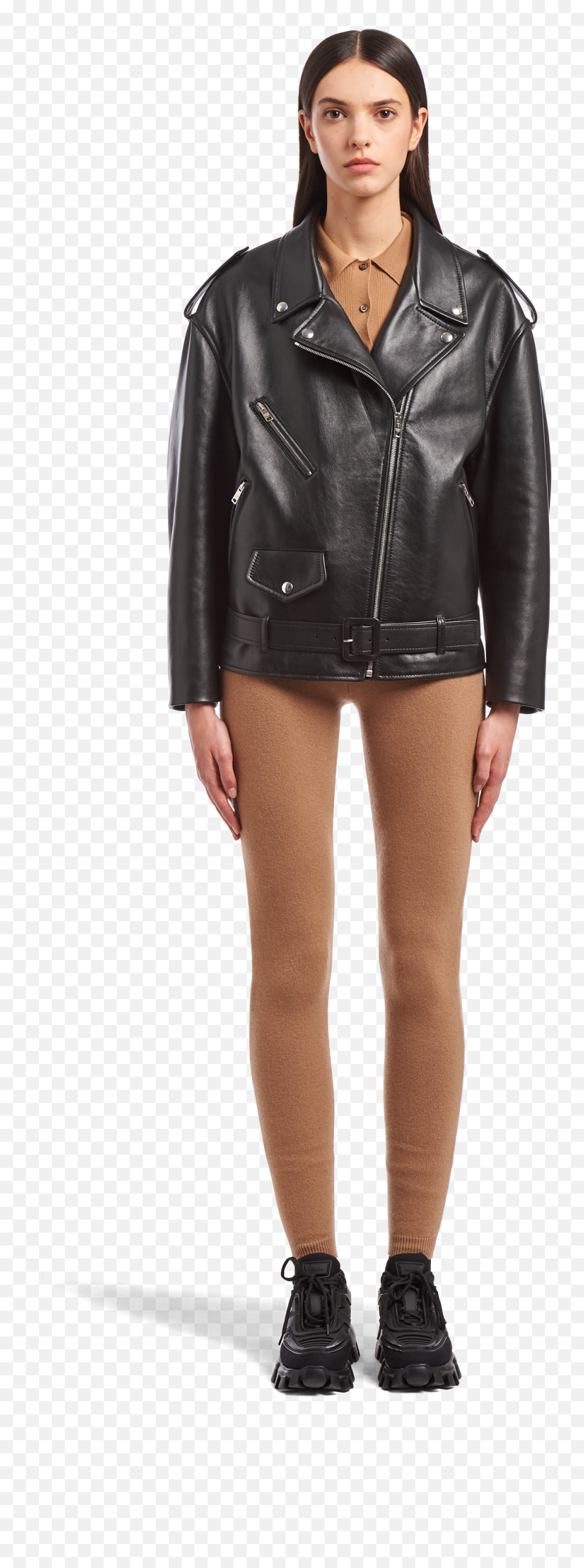 Leather Biker Jacket - Prada Biker Leather Jacket Womens Png,Icon Womens Leather Jacket