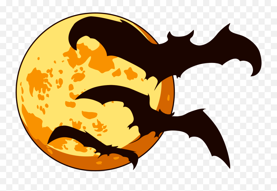 Download Orange Moon And Bats Halloween Transparent Png - Transparent Transparent Background Halloween Clipart,Moon Clipart Png