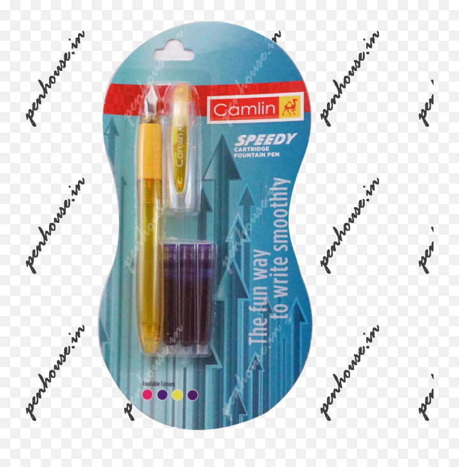 17618 Yellow Color - Camlin Speedy Cartridge Fountain Pen Png,Pen Transparent