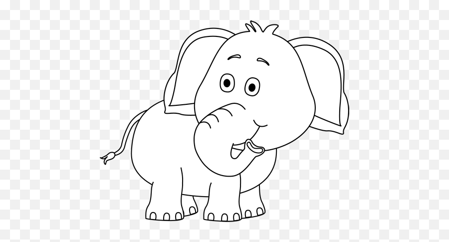 White Elephant Png Transparent Image - Elephant Cartoon Clipart Black And White Png,Elephant Clipart Transparent