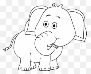 White Elephant Png Transparent Image - Cartoon Clipart Black And