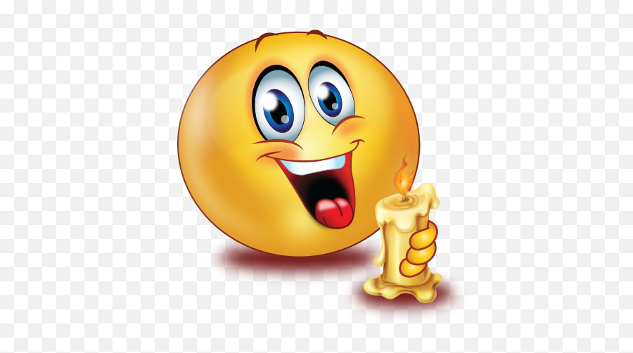 Happy Big Smile Holding Candle Emoji - Birthday Emoji Png,Excited Emoji Transparent