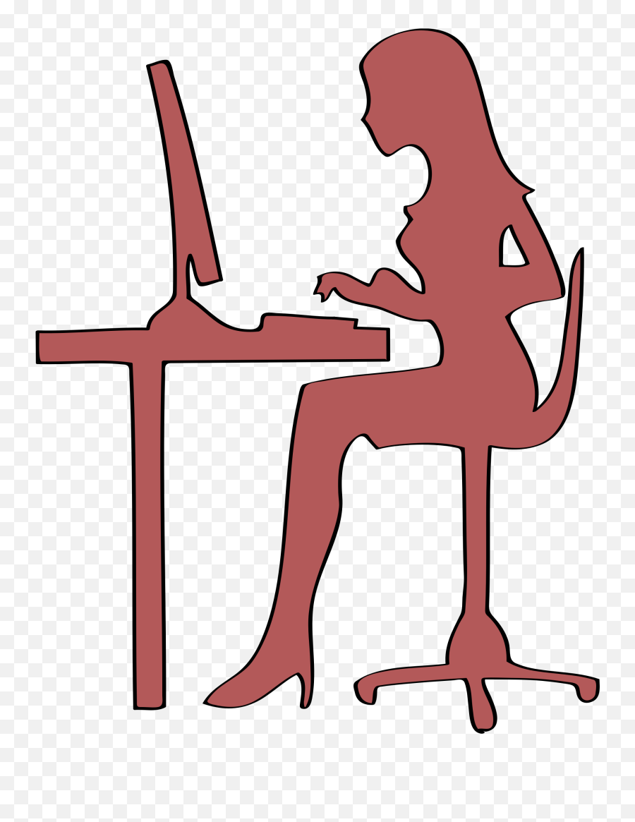 Download Computer Big Image Png - Silhouette Woman At Computer,Computer Silhouette Png