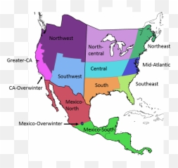 Download Regions Of Mexico Map Com In - North America With Capitals png