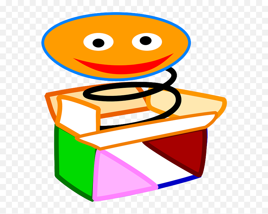 Red Box Green Icon Happy Face White Orange - Jack In Puppet Spring Box Png,Puppet Icon