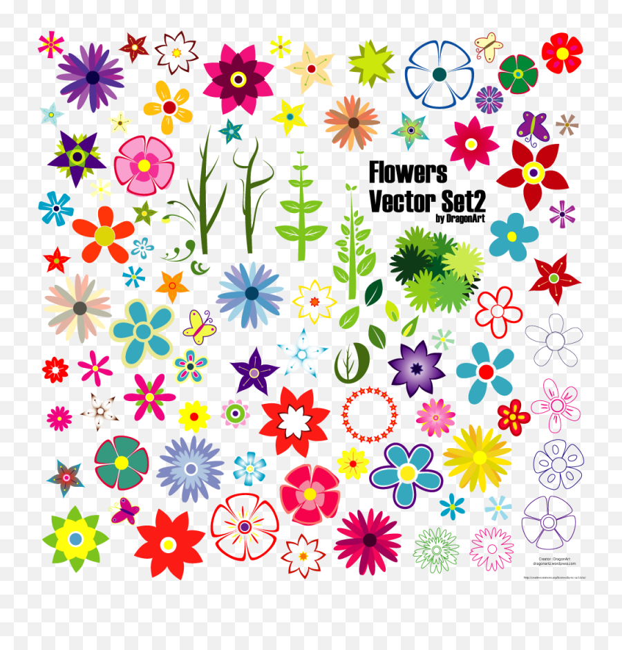 Flowers Vector Png - Flowers Vector Set 2 Free Download Flowers Vector Art Free Download,Simple Flower Png