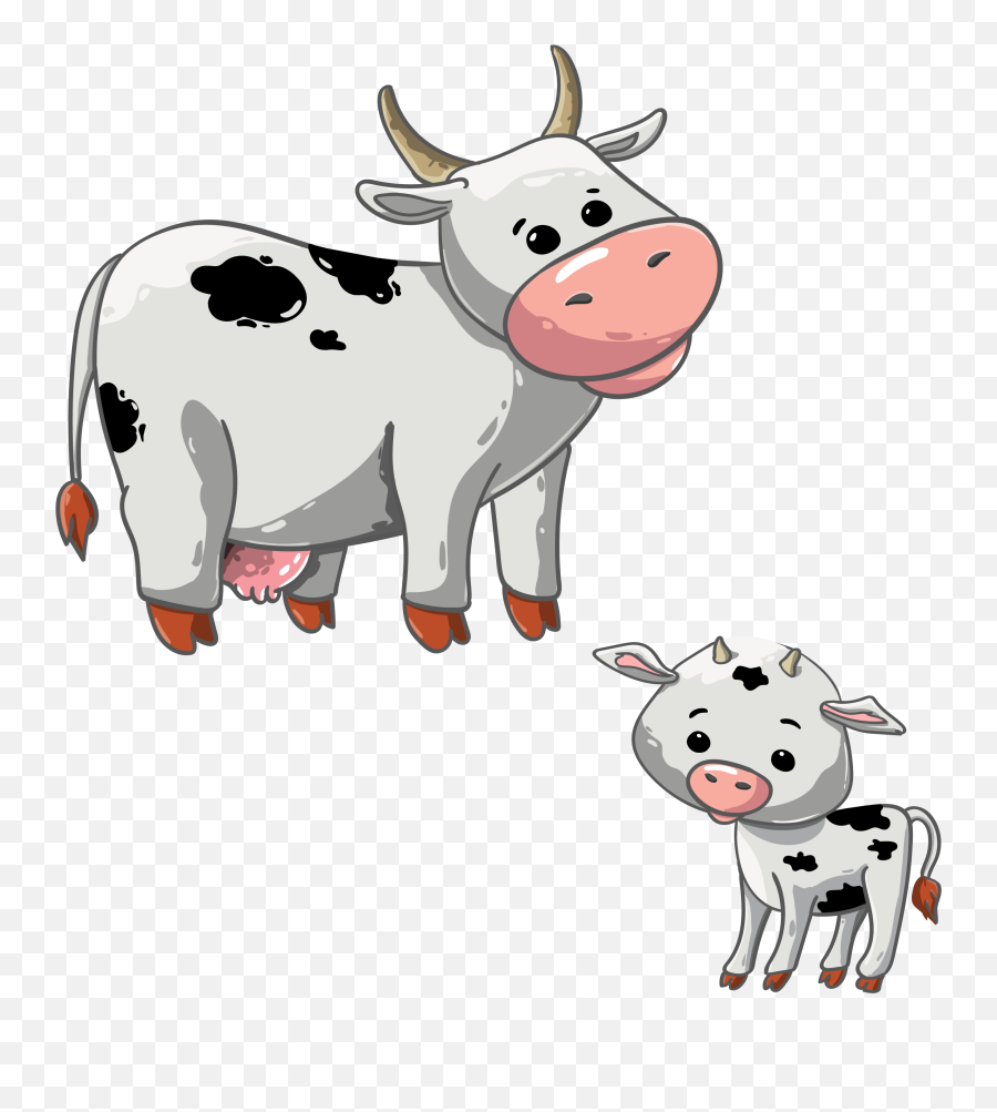 Calf Clipart Png Transparent - Cartoon Cow And Calf,Cow Emoji Png
