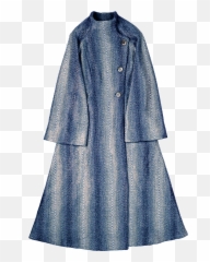 Blue Chevron Pattern Long Coat - Overcoat png