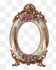 Oval Frame Png - Vintage Colors Mirrored Picture Frames Gold And Silver