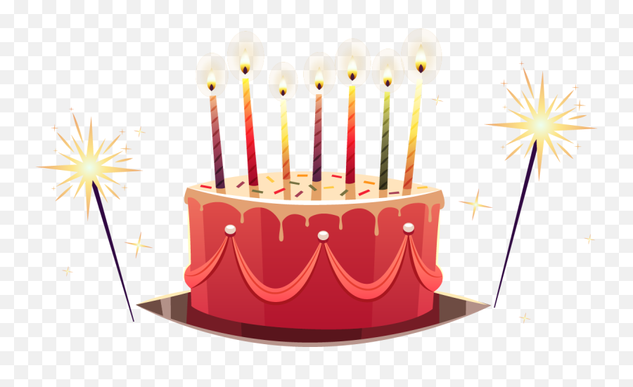 Download Vector Painted Birthday Wedding Cake Cartoon Tart - Transparent Birthday Cake Vector Png,Sparklers Png